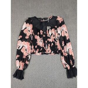 Free People Daphne Boho Blouse Top Size Small Midnight Combo NWT $128